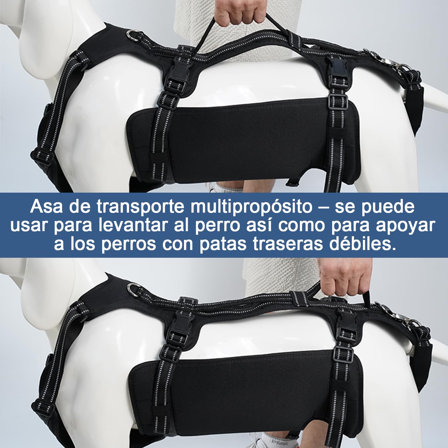 COODEO Arnés de Elevación para Perros, Faja de Apoyo Total y Rehabilitación, Chaleco Ajustable con Correas Respirables para Perros Mayores, Discapacitados o con Parálisis (Negro, L)