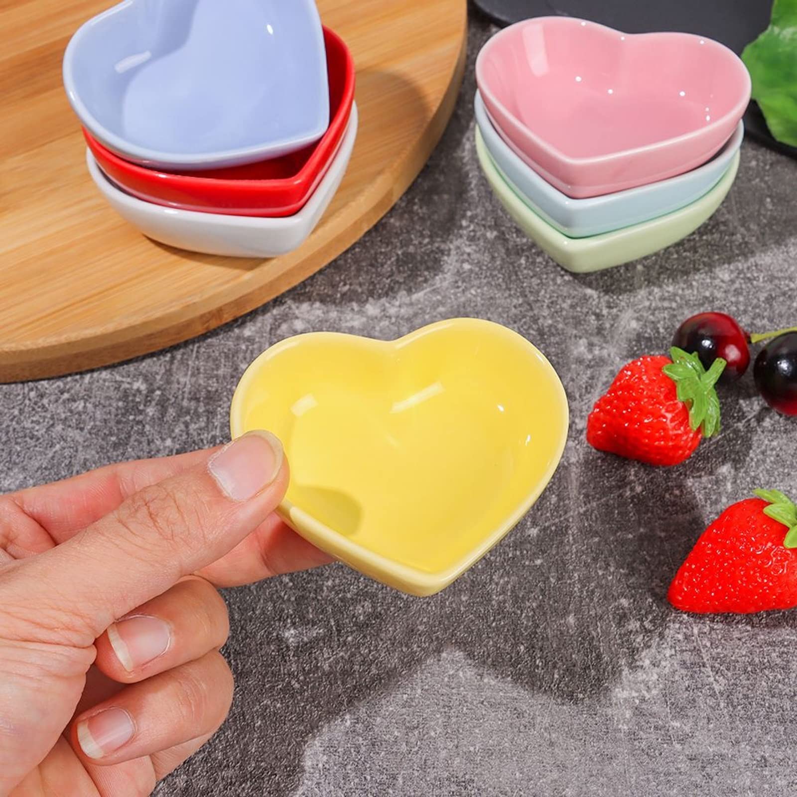 Ceramiczna tablica przyprawowa Ceramiczne talerze deserowe i sałatkowe z miseczkami do maczania przypraw i przekąsek