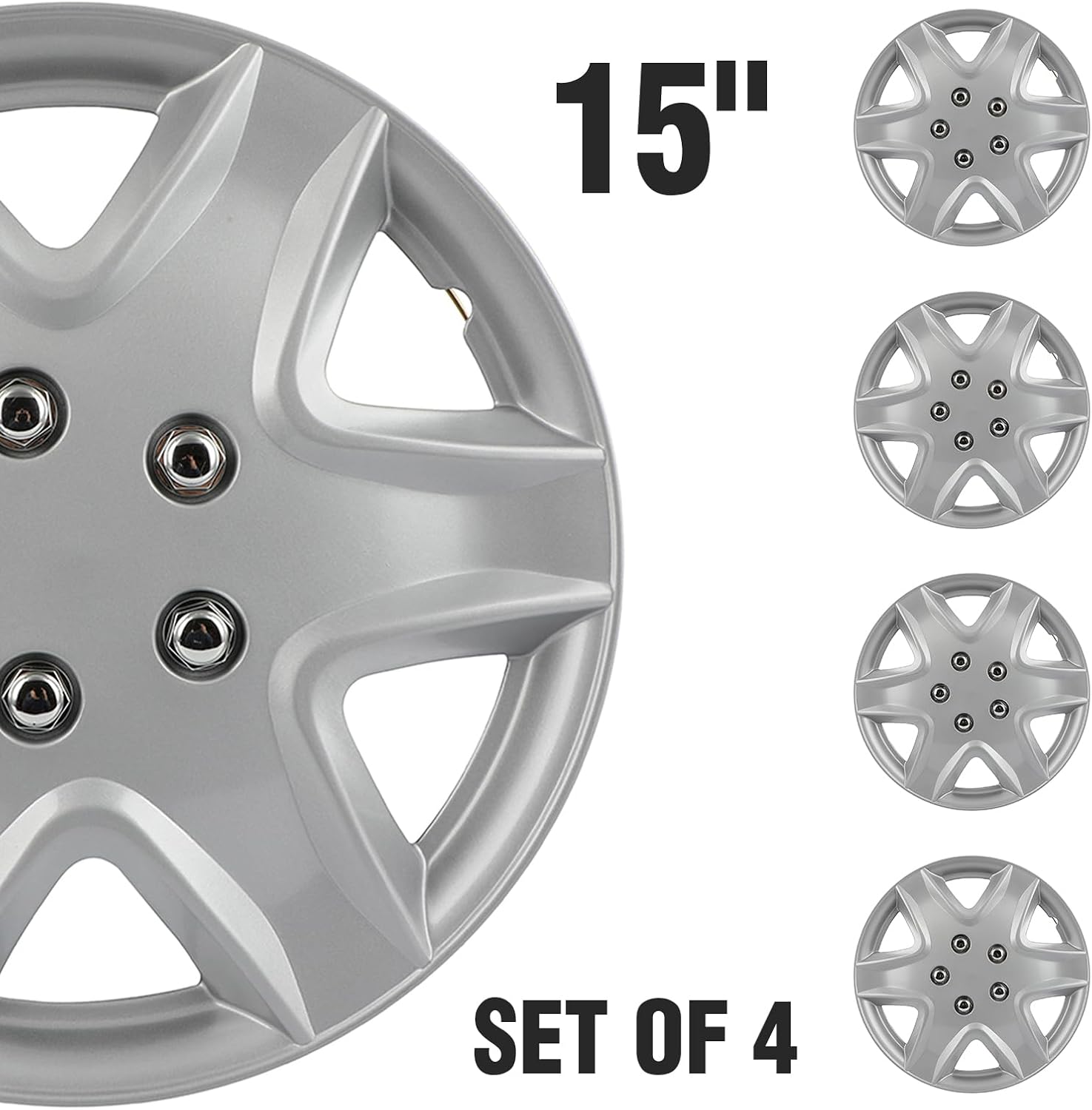 ECCPP Auto Tire Replacement Exterior Cap 15 inch Hubcap Wheel Cover Replacement Exterior Cap Snap On Hubcap for Toyota for Nissan for Mazda etc