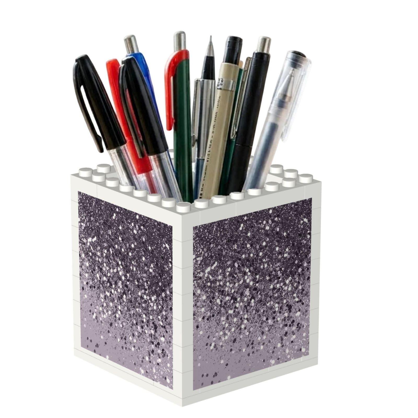 Poadnly Sparkling Lavender Lady Glitter Shiny Decor Art, Pen Pot Pencil Holder for Office Home School, Compact Desk Organiser for Office Stationery