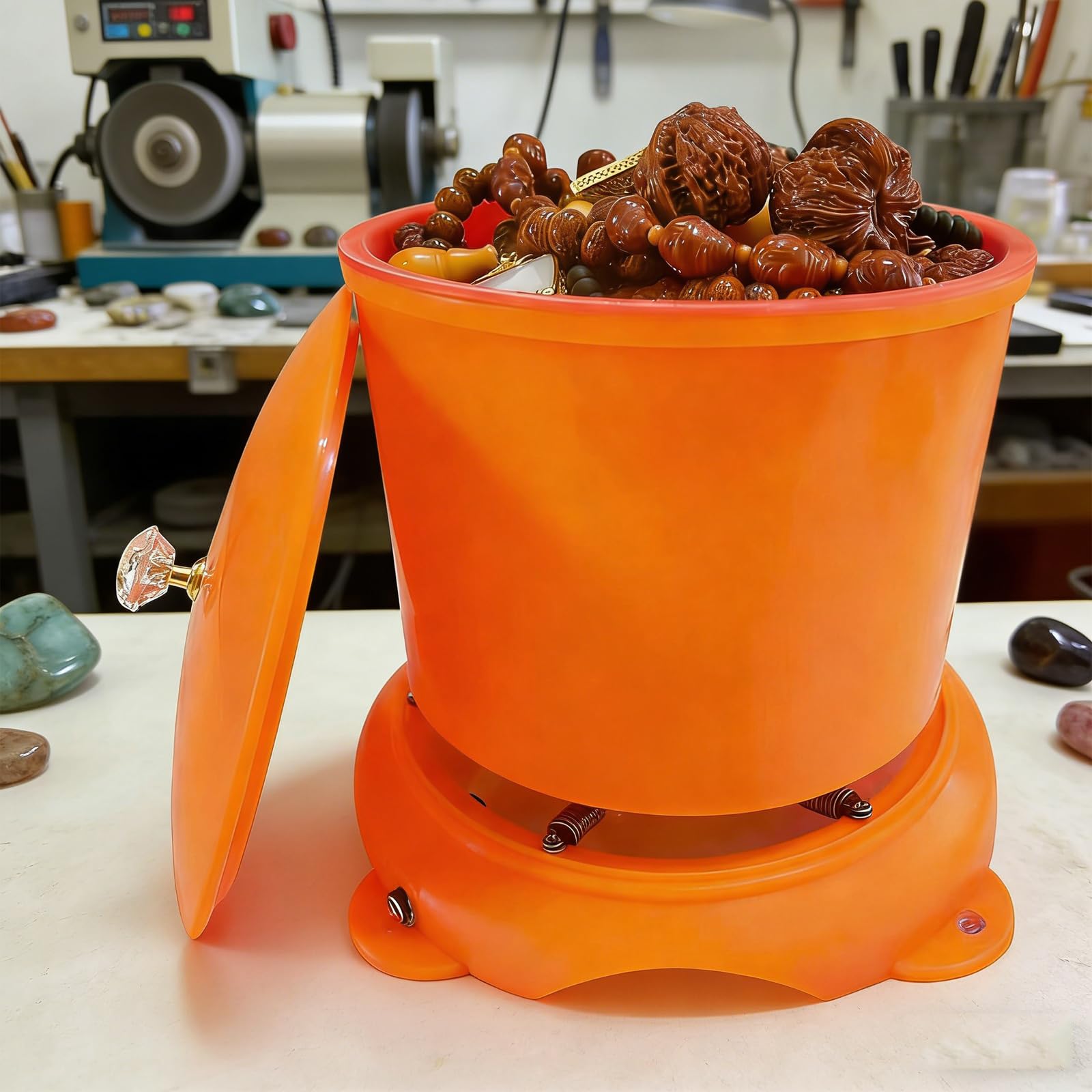 GYKOZY Vibrating Tumbler Polishing Machine, Polisher with Adjustable Speed, Large Capacity for Polishing Jewelry, Beads, and Small Items