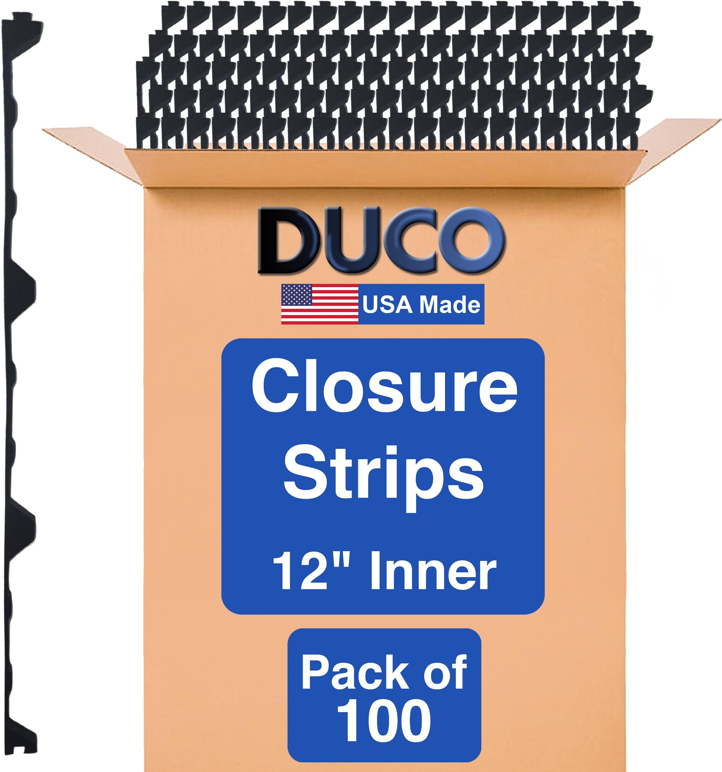 Duco USA-Made R Panel Foam Closure Strips - 100 Pack of 3ft Black Corrugated Roof Foam Strips for Metal Roof Insulations - Weatherproof Insulation Seal Blocks Moisture, Gaps, Noise & Dust