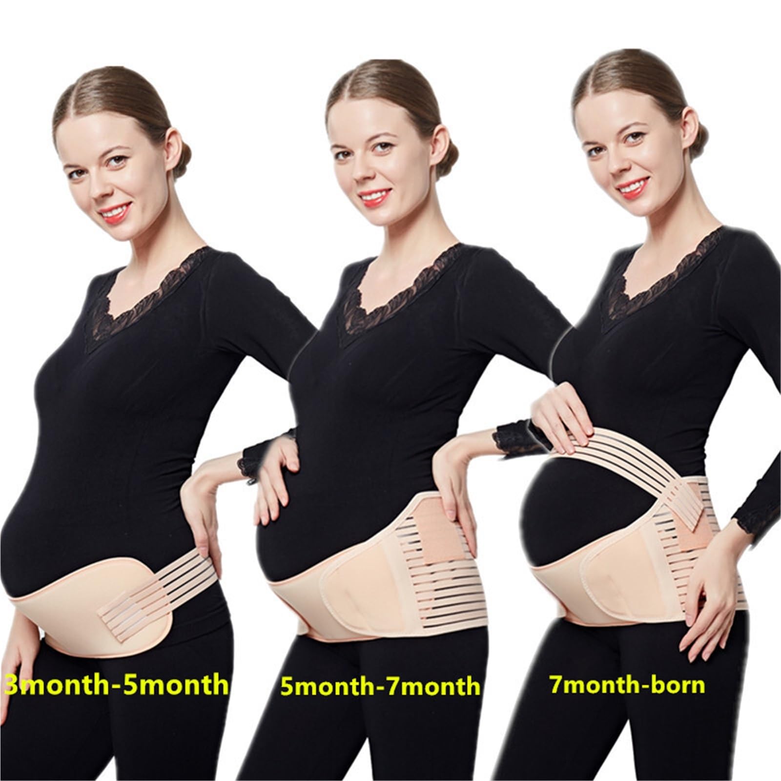 Pancera Gravidanza Sostegno alla maternità della cintura addominale | Supporto for la gravidanza con fascia for la pancia da donna for alleviare il mal di schiena(Black,XXL)