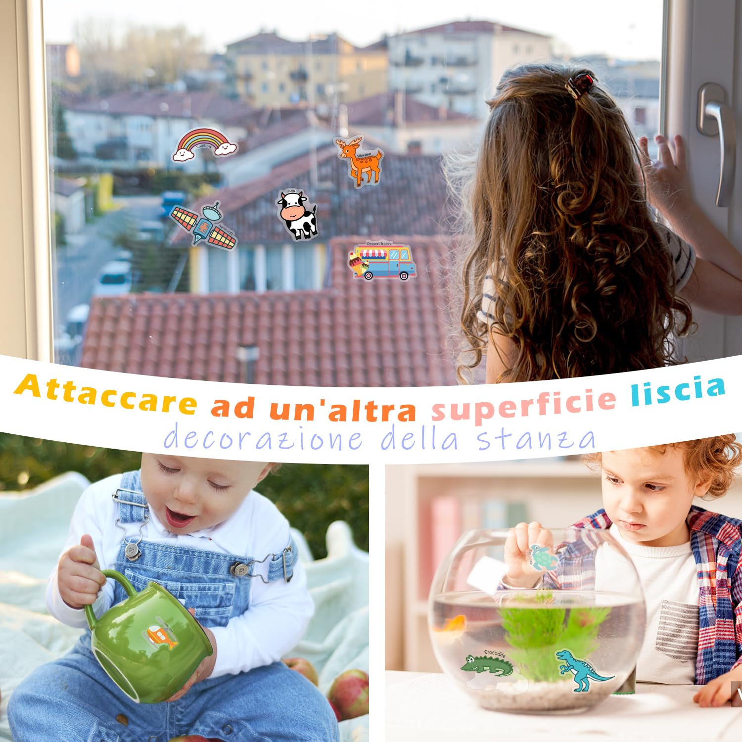 Sticker Book (versione aggiornata) Confezione da 4 adesivi riutilizzabili per bambini, tema dinosauri + animali + spazio + veicoli, adatti a bambini di età superiore ai 2 anni