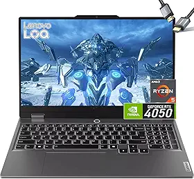 Lenovo Laptop para jogos LOQ 15 - RTX 4050 - AMD Ryzen 5 7235HS - Tela IPS FHD de 15,6 G-SYNC - 32 GB DDR5 RAM - SSD PCIe de 1 TB -Windows11 - Teclado retroiluminado - USB C - Edição de vídeo para PC