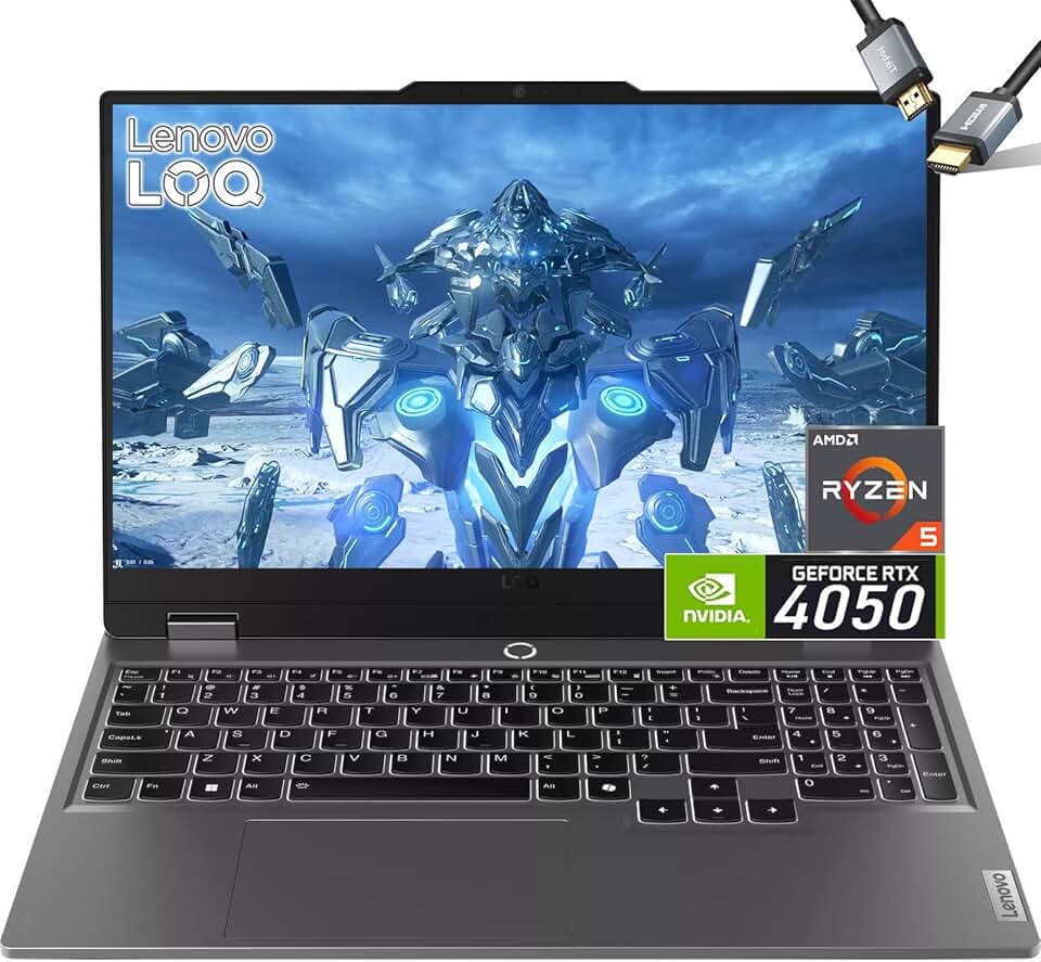 Lenovo Laptop para jogos LOQ 15 - RTX 4050 - AMD Ryzen 5 7235HS - Tela IPS FHD de 15,6 G-SYNC - 32 GB DDR5 RAM - SSD PCIe de 1 TB -Windows11 - Teclado retroiluminado - USB C - Edição de vídeo para PC