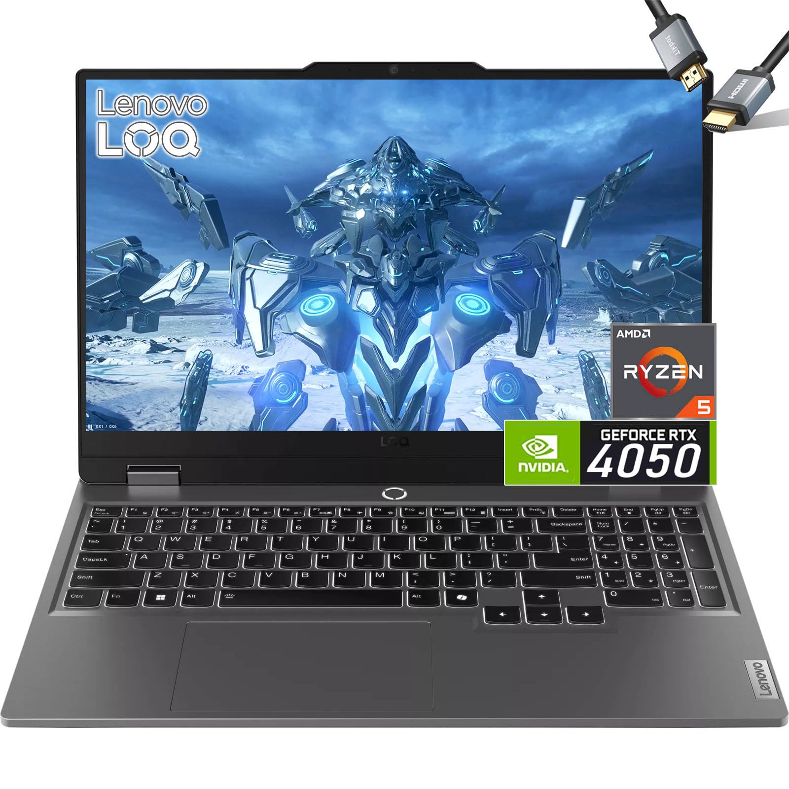 Lenovo LOQ 15 Gaming Laptop - RTX 4050 - AMD Ryzen 5 7235HS - 15.6 FHD IPS Display G-SYNC - 32GB DDR5 RAM -1TB PCIe SSD -Windows11 - Backlit Keyboard