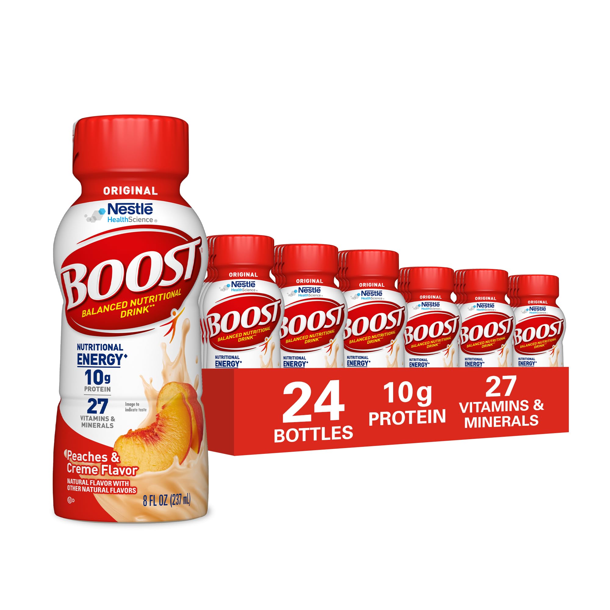 BOOST Original Ready to Drink Nutritional Drinks, Peaches & Creme, 8 Fl Oz (Pack of 24) Peaches & Cream