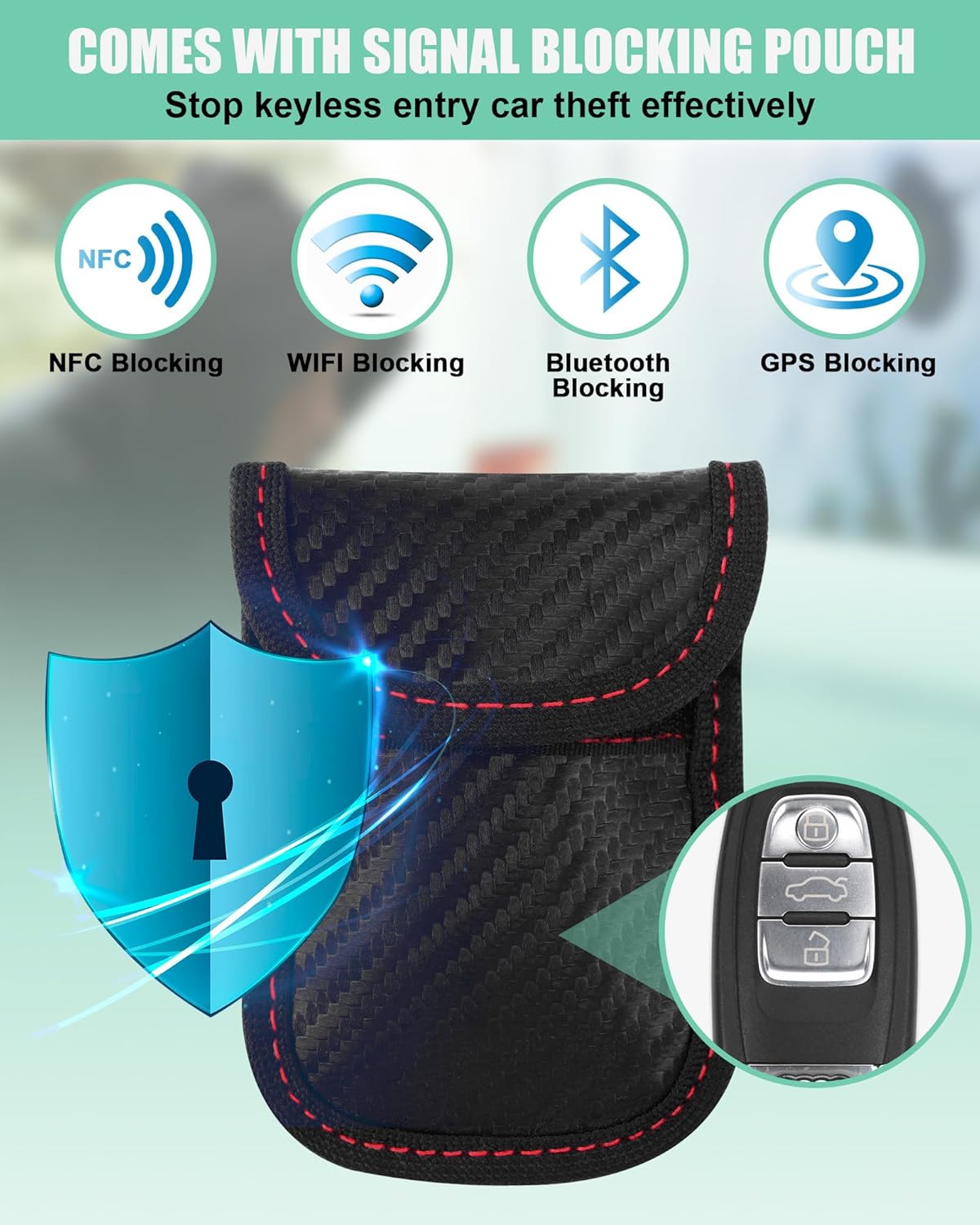 Tevlaphee Car Lock Box Punch Button Combination Car Window Key Safe Box Portable Key Storage Waterproof Security Lock Boxes for Keys,Credit Cards and Cash