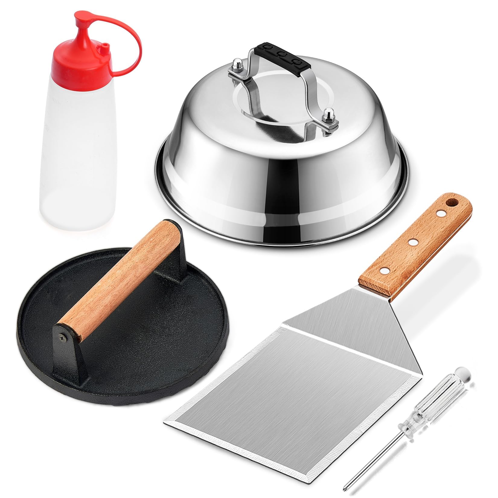 Kit d'outils pour barbecue avec manche en bois et ustensiles de grillade Joyfair 5 pièces