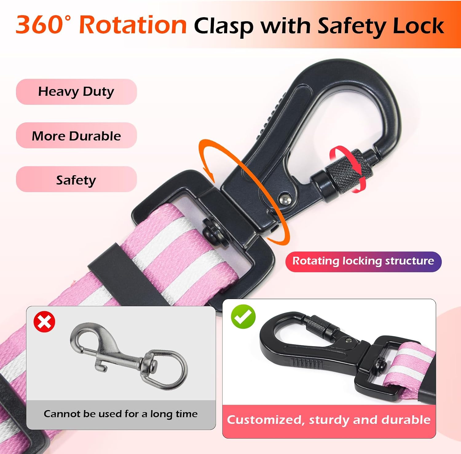 Double Handle Dog Leash for Large Dogs, 6FT Heavy Duty Adjustable Leash with Soft Padded Handles, Traffic Control Training Lead for Walking, Running(Purple)