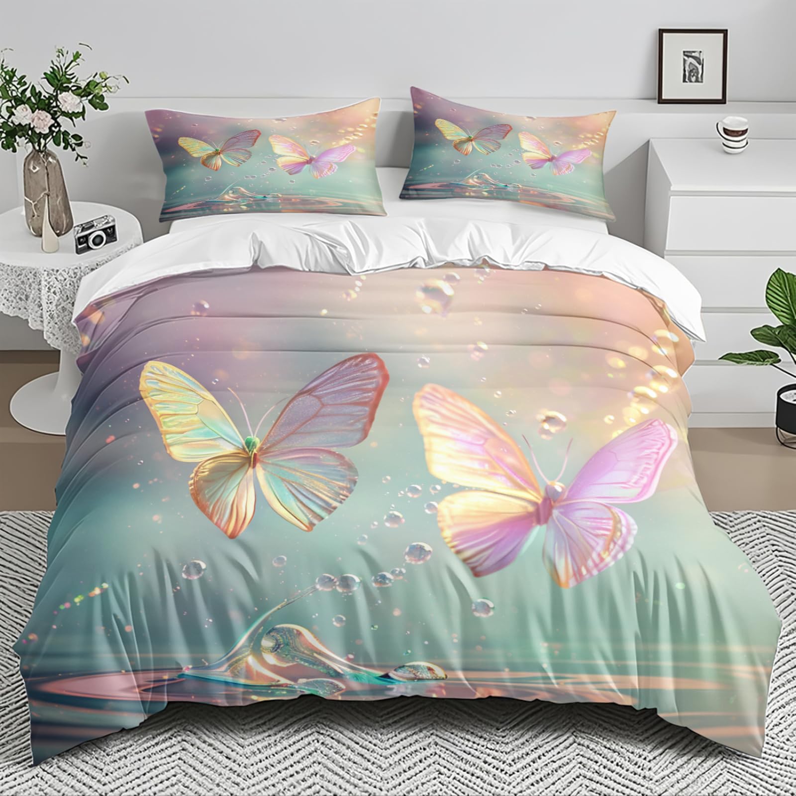 Housse de couette 140x200 cm bicolore pour sublimer votre chambre avec douceur et élégance
