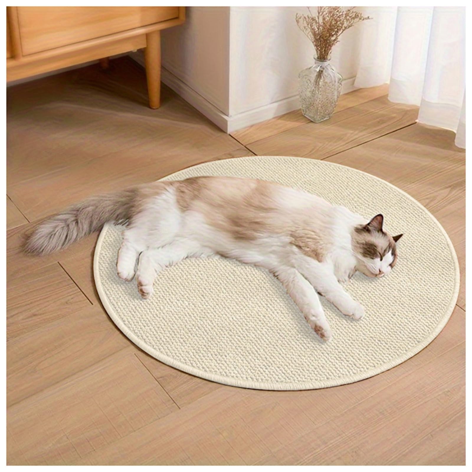 Tapis rond en sisal antidérapant résistant aux taches pour chambre