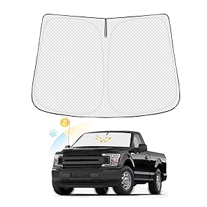Canvcle Windshield Sun Shade for 2017-2022 Ford Super Duty F250 F350 F450 F550 Thicken 6-Layer Foldable Front Window Sunshade Sun Visor Protector Block UV Rays Keep Vehicle Cool