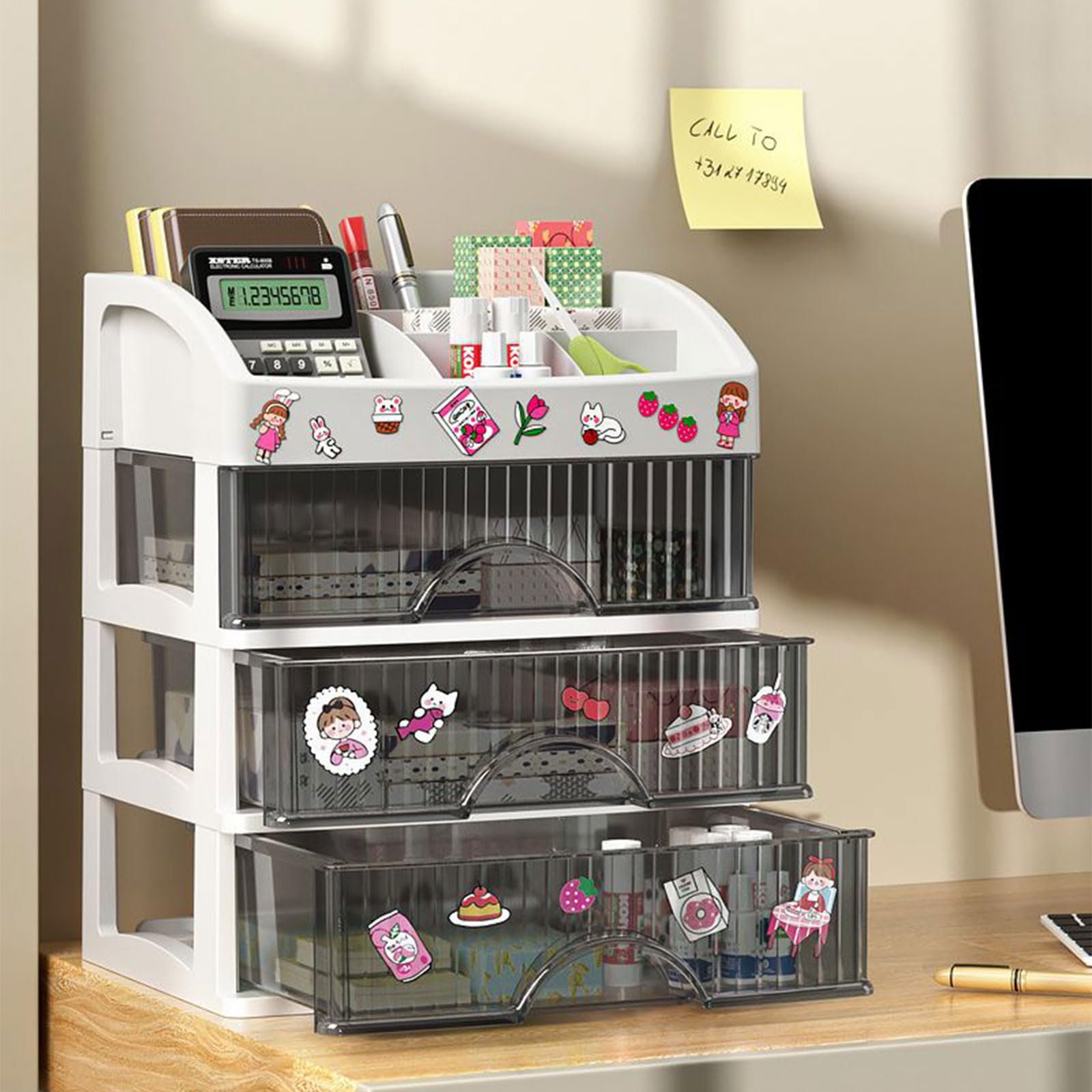 Cajón cosmético Multicapa Elegante organizadores cosméticos Multicapa con Amplio Espacio para Uso doméstico o salón Almacenamiento de Maquillaje