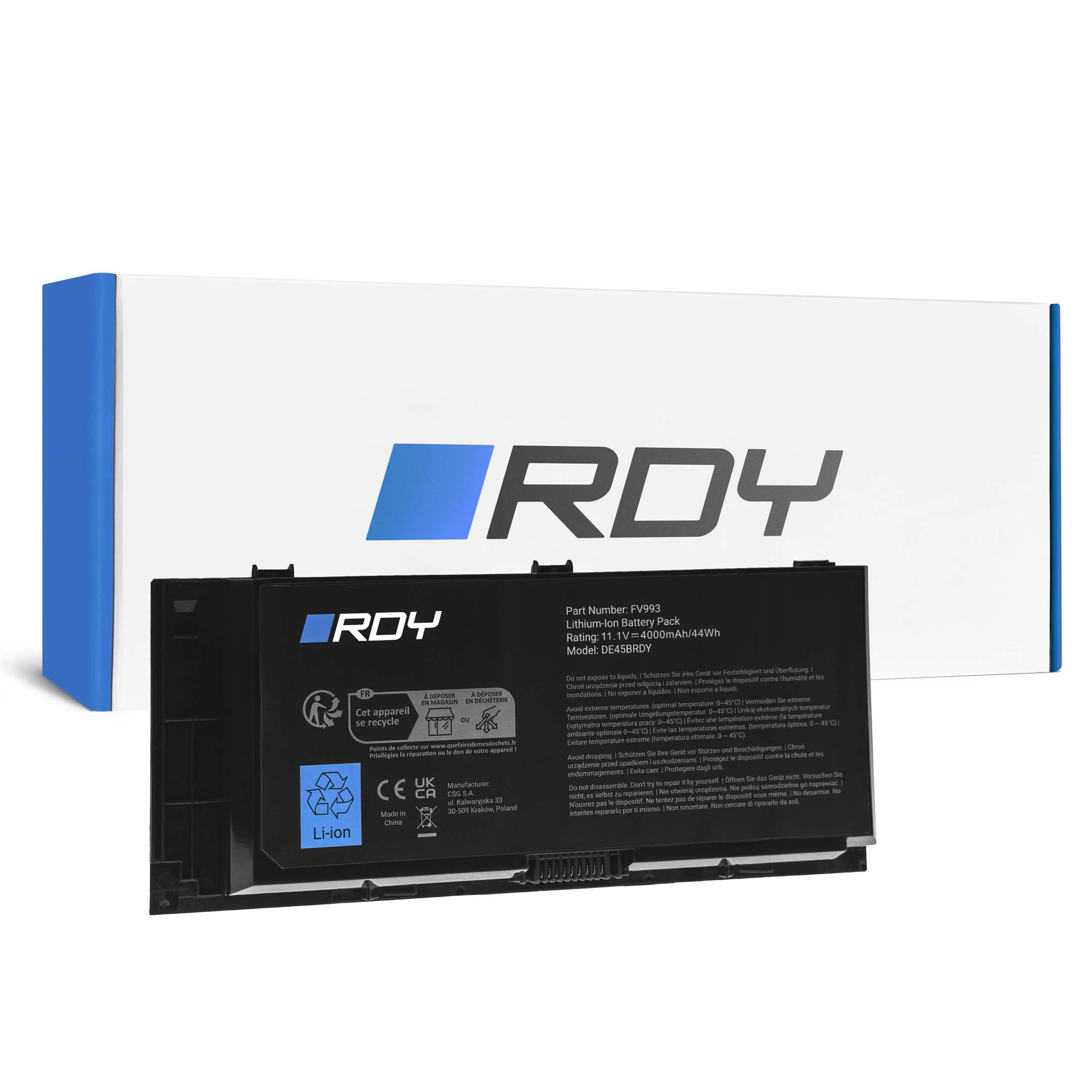 RDY Batteria Notebook FV993 FJJ4W PG6RC R7PND RY6WH T3NT1 DWG4P V7M28 FVWT4 per Dell Precision M4600 M4700 M4800 M6600 M6700 M6800 (Capacità: 4000 mAh 11.1V)