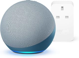 Echo (4th generation), With premium sound, Twilight Blue + Amazon Smart Plug, Works with Alexa - Smart Home Starter Kit