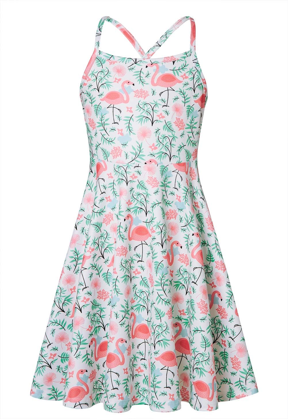 RAISEVERNGirls Vintage Dress Retro Print Sleeveless Swing Party Dresses with Belt 6-13 Years