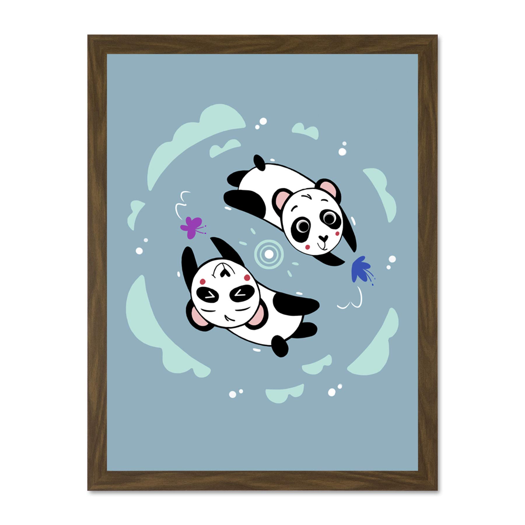 Wee Blue Coo Kawaii Panda Friends Large Framed Art Print Wall Poster 18x24 inch