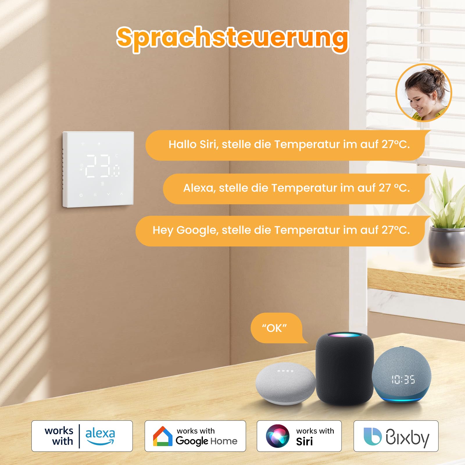 AVATTO Termostato intelligente per riscaldamento a pavimento ad acqua opaca, WiFi, termostato digitale, compatibile con Homekit, Alexa, Google Home, SmartThing