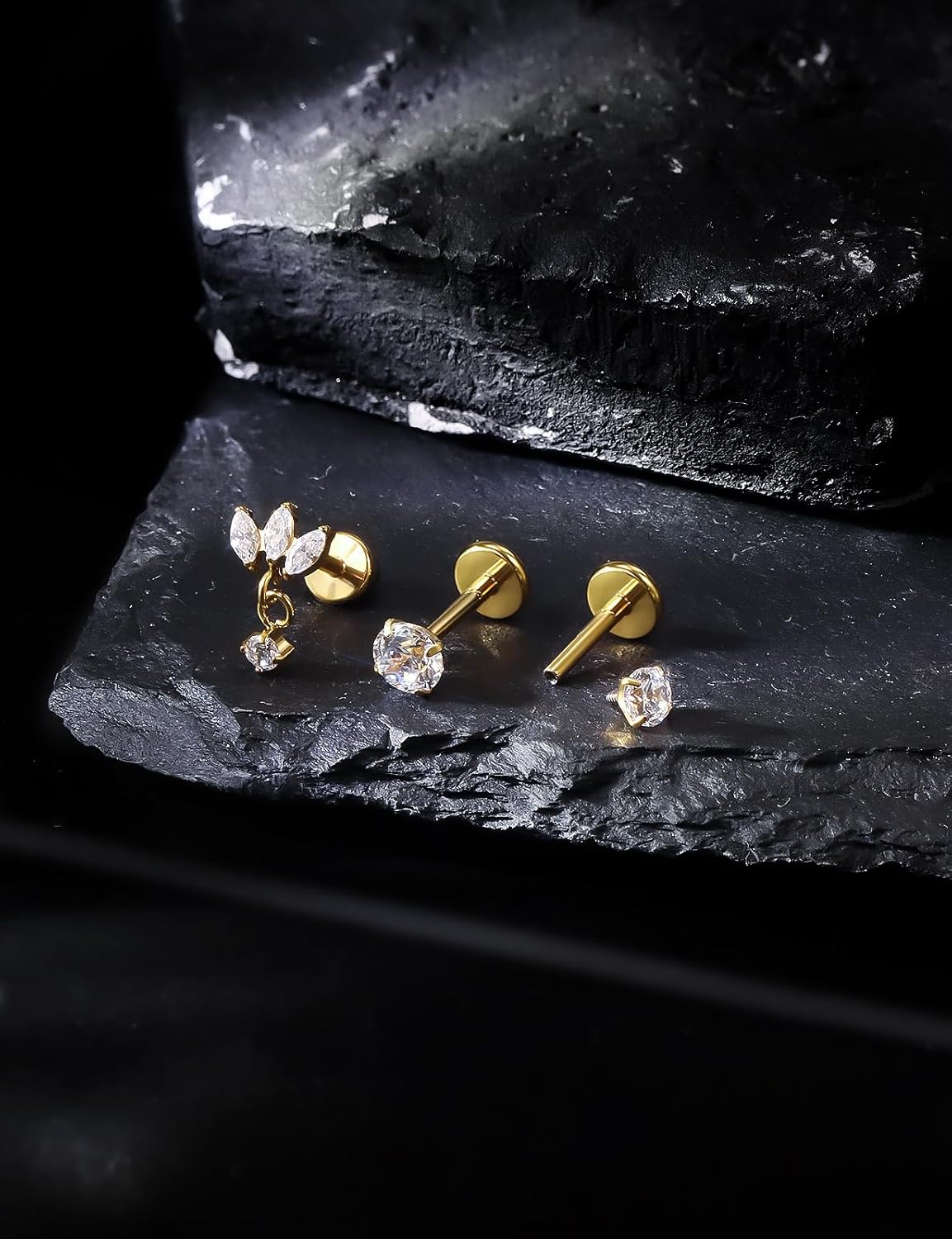 20G 18G 16G Astm F136 Titanium Internal Thread Flat Back Earrings Nose Studs Tragus Forward Helix Conch Cartilage Lobe Earring Stud Medusa Labret Monroe Lip Ring Piercing Jewelry For Women Men - Image 4