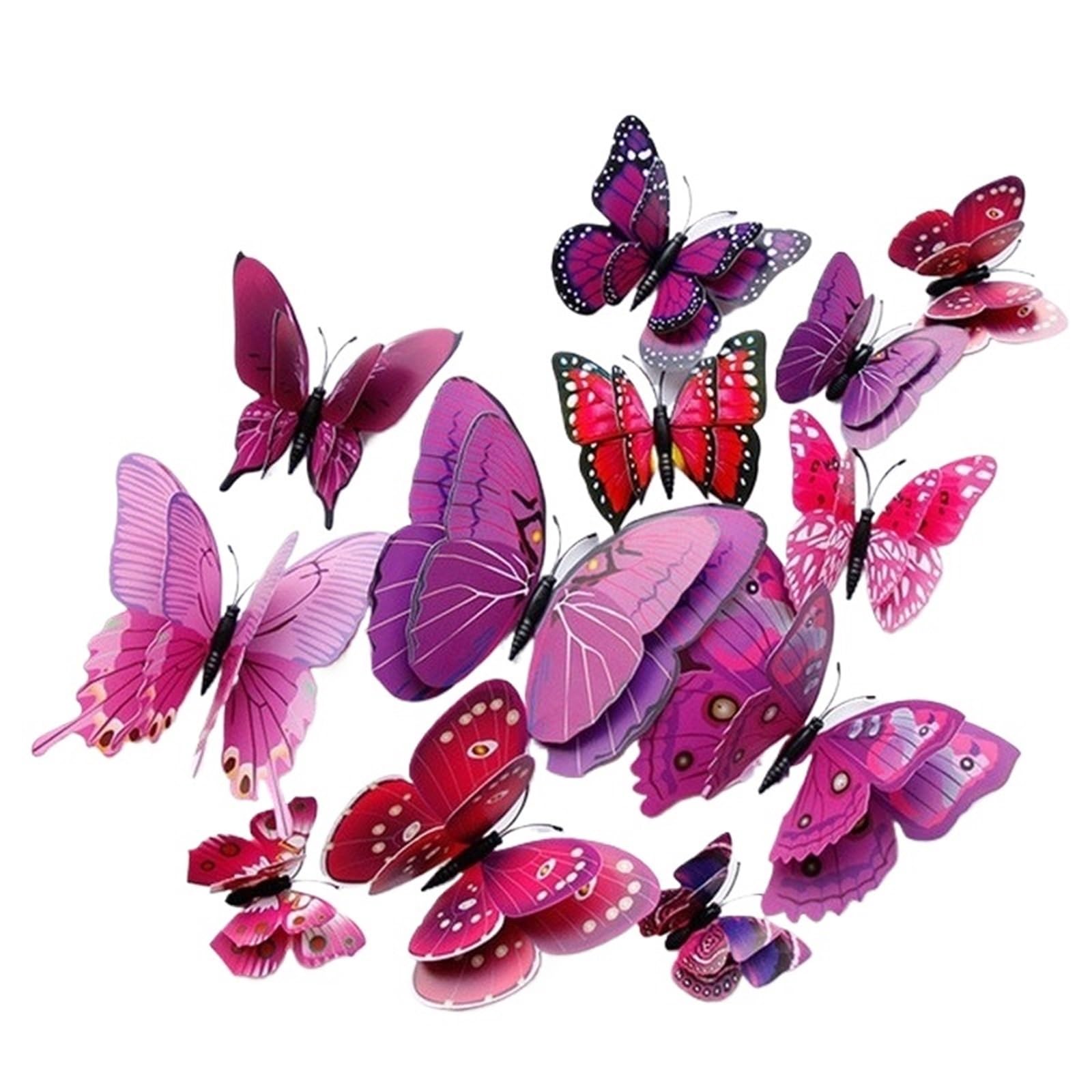 12PCS 3D Double-Layer Simulation Butterfly Wall Sticker Refrigerator Magnet Rooms Kitchen Home Decor(White)