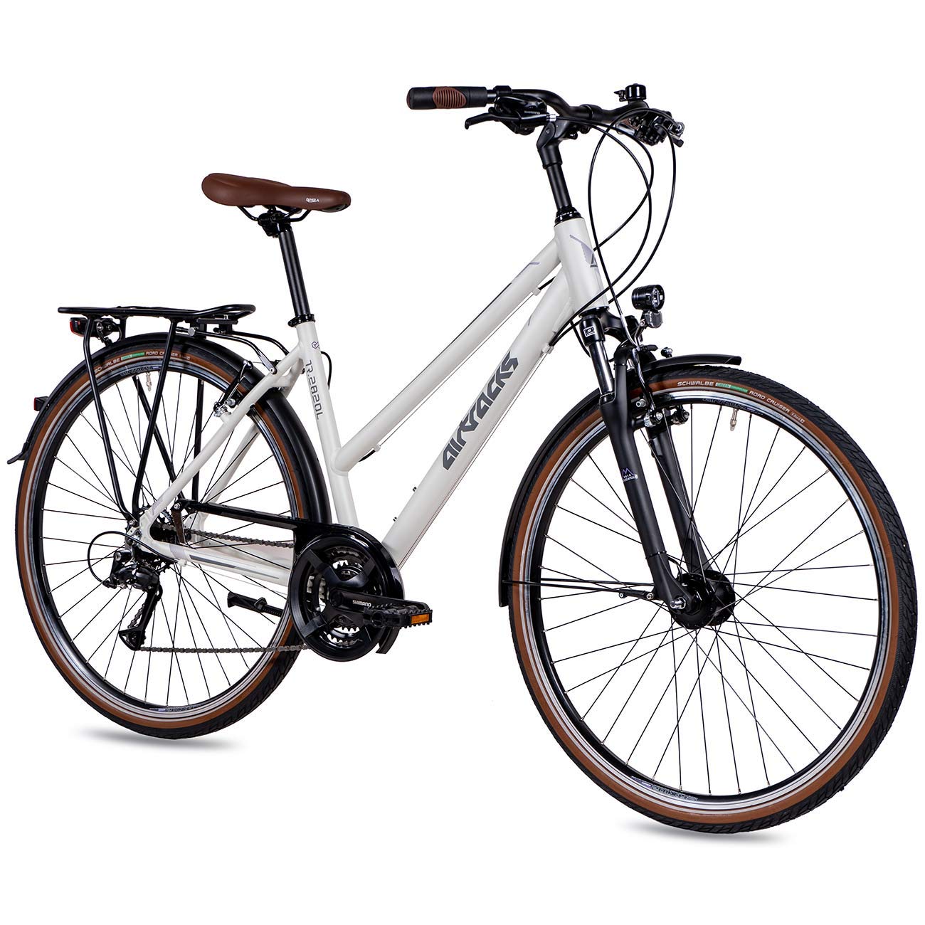 Airtracks Damen Trekking Fahrrad 28 Zoll TR.2820L 24-Gang Shimano ACERA RD-T3000 Kettenschaltung Weiß Matt