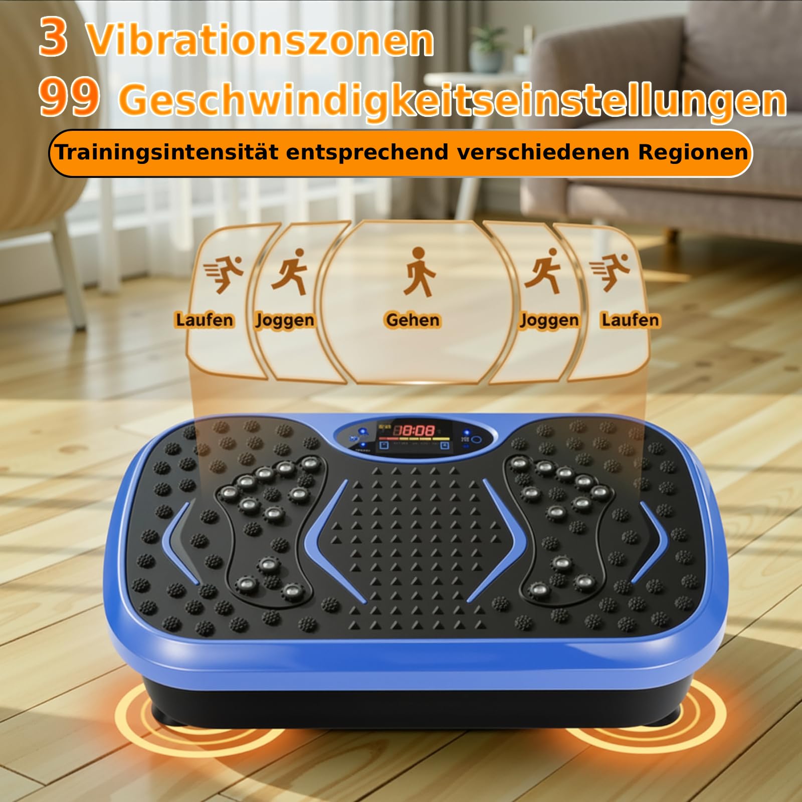 TLGREEN Vibrationsplatte für Home-Workout & Lymphdrainage – Leise Vibrationsboard mit 99 Stufen & 5 Programmen – Inkl. Trainingsbänder & Fernbedienung – Fitnessgerät für Fettverbrennung & Muskelaufbau