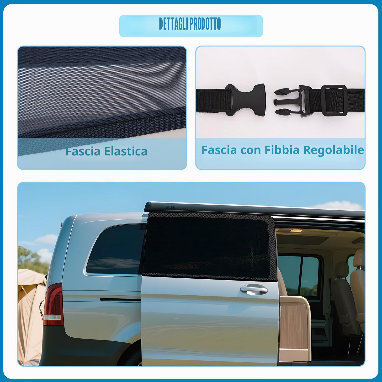 ZATOOTO Parasole per auto in rete per porta scorrevole, finestra oscurante, protezione solare monostrato, L
