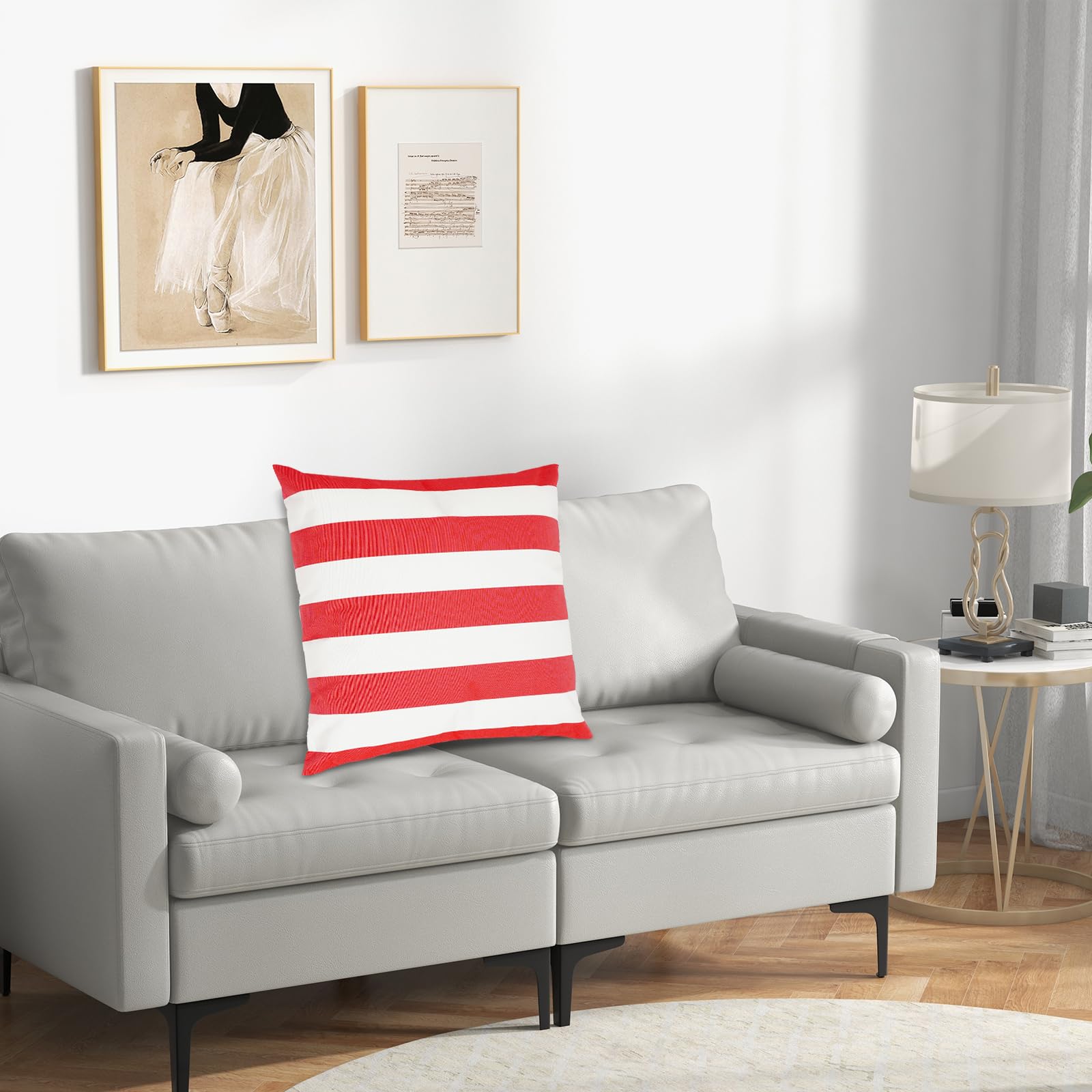 Cuscino decorativo impermeabile, rosso e bianco, per esterni