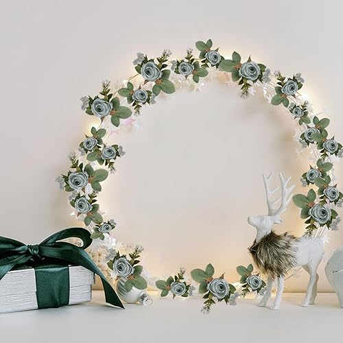 Miniatura 6 de YIRSEDI Flores artificiales de seda, 3 paquetes de rosas falsas, ramo de rosas sintéticas clásicas, arreglos florales, decoración para mesa de boda,