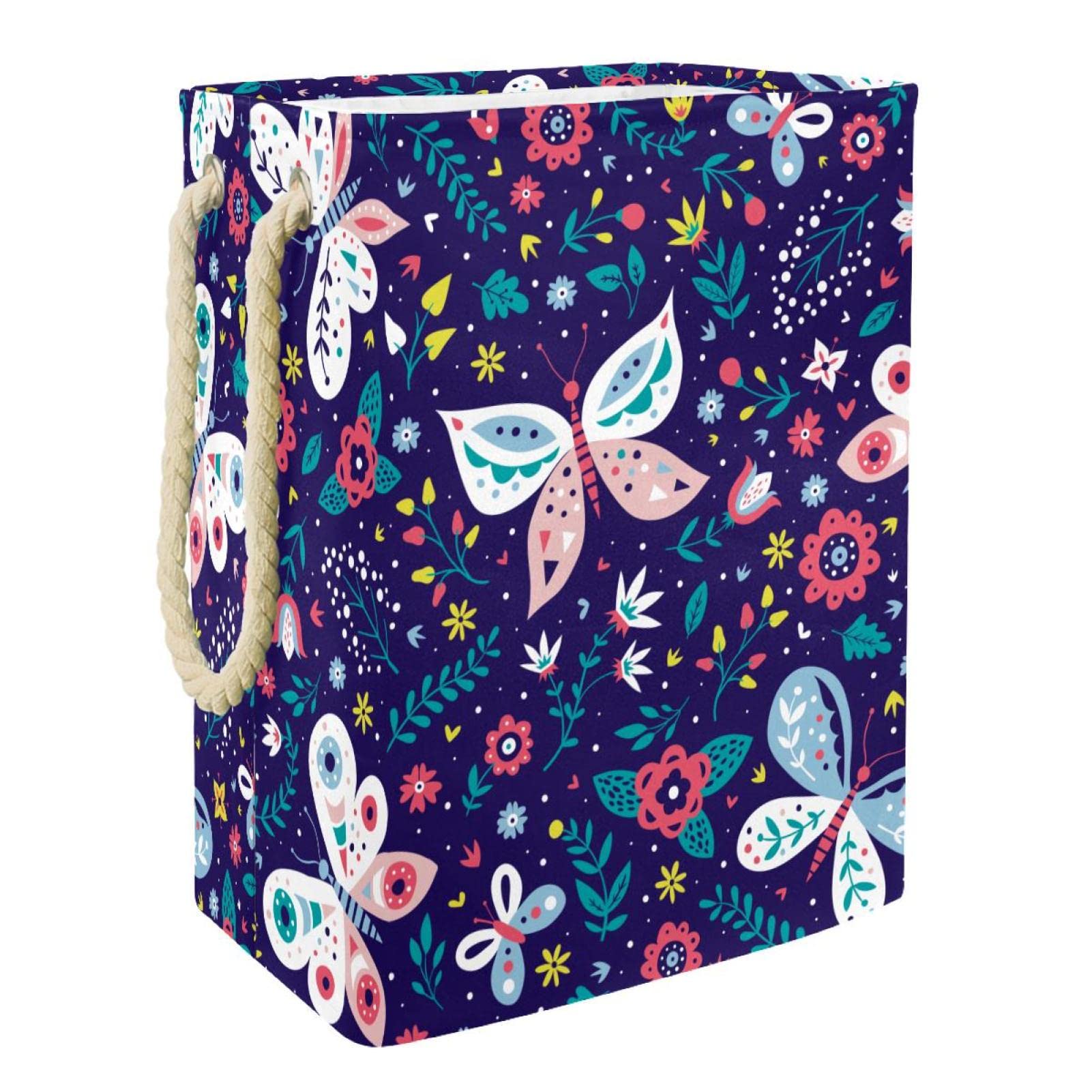 Panier à linge personnalisé grand format motif papillon chambre fille et salle de bain