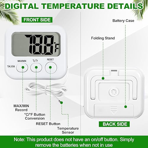 Miniatura 2 de Kingdder Paquete de 3 termómetros digitales con sensor externo, termómetro para nevera, congelador, monitor de temperatura ambiente impermeable con