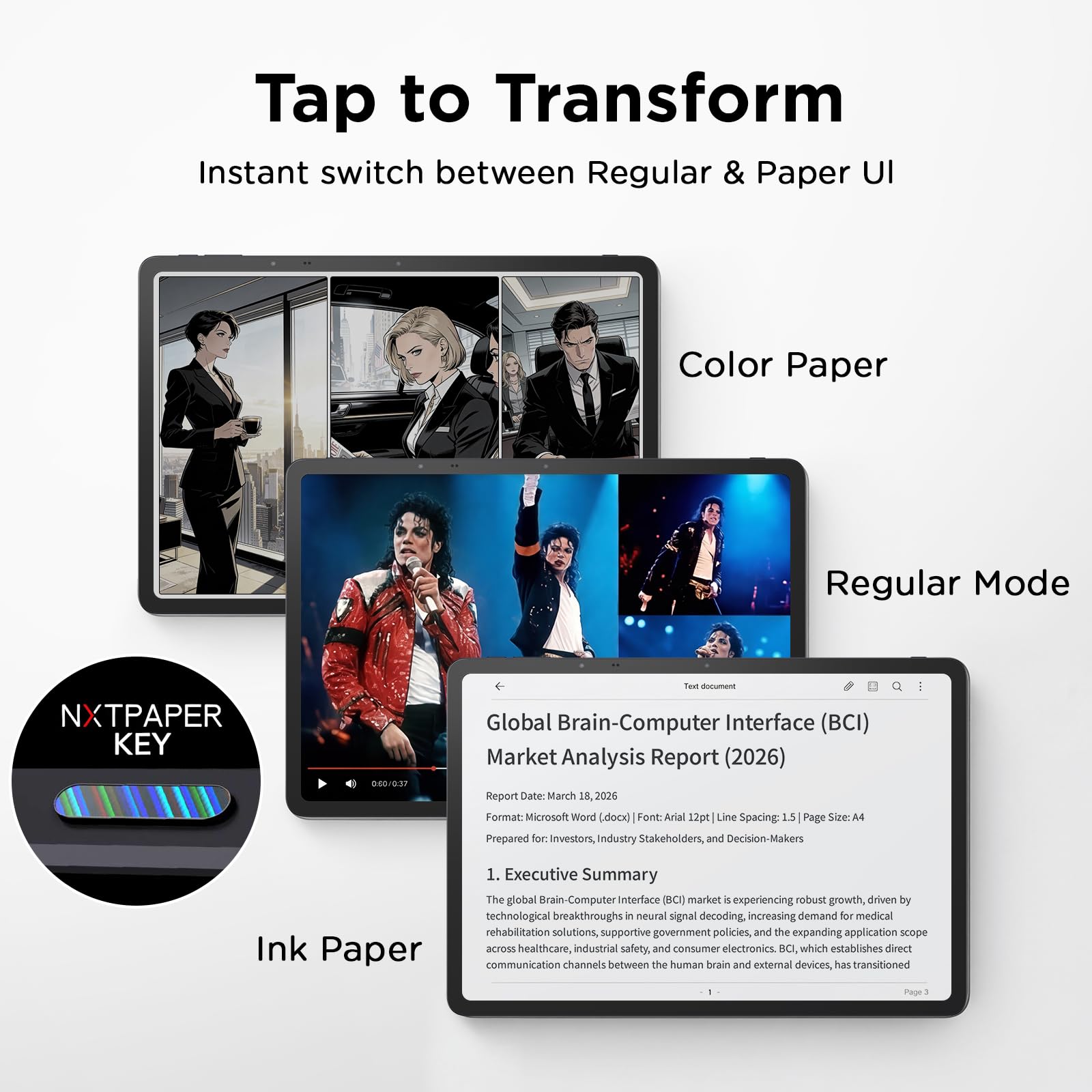 TCL NXTPAPER 14 Android Tablet, 14.3" Paper-Like Display Drawing Pad & Digital Notebook with 4096-Level Stylus & Flip Case, 8+8GB RAM, 256GB Storage, 10000mAh Battery, Multi-Window, Gray