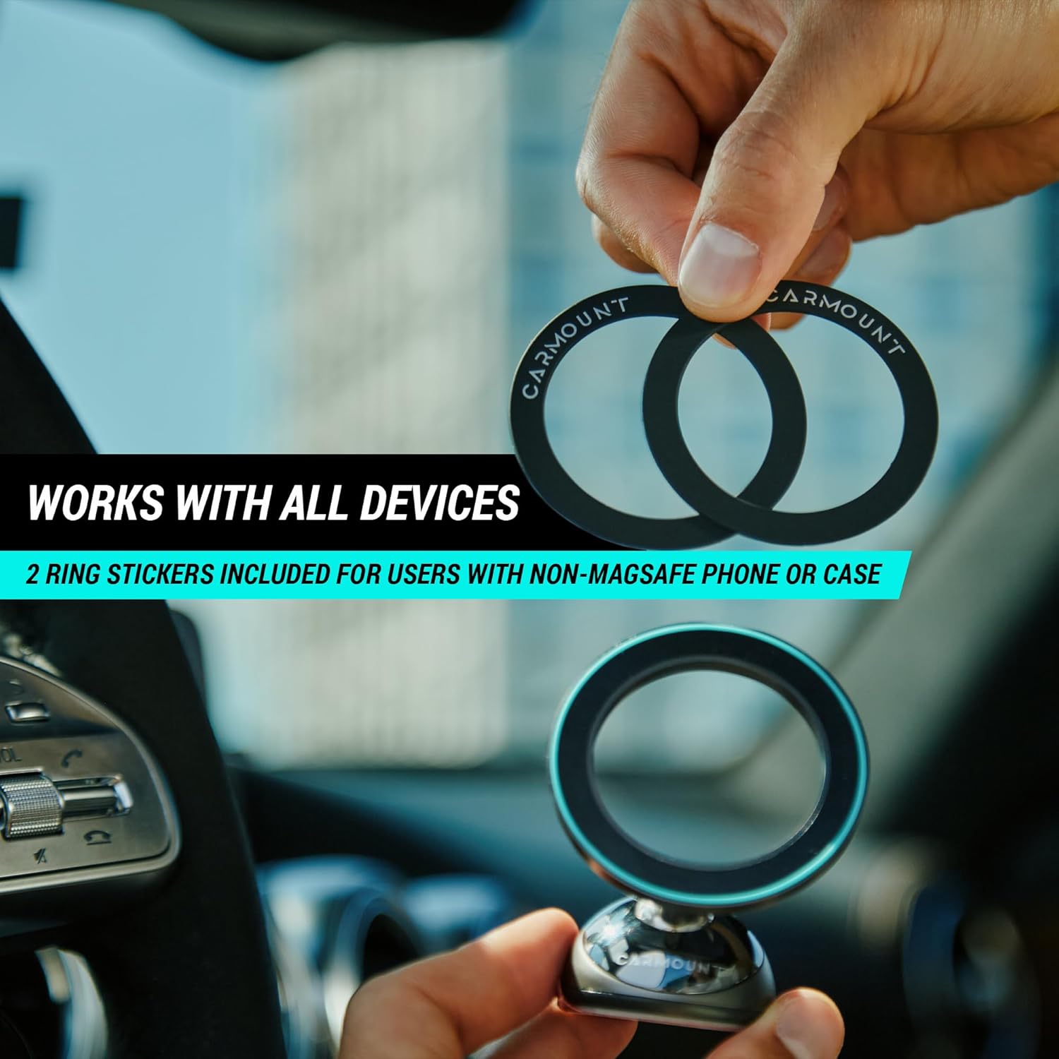 CARMOUNT Adjustable Magnetic Car Mount | Dashboard Phone Holder, 360° Rotation & Tilt, Universal & MagSafe Options (3.0 MagSafe Dash Mount F3) - Image 4