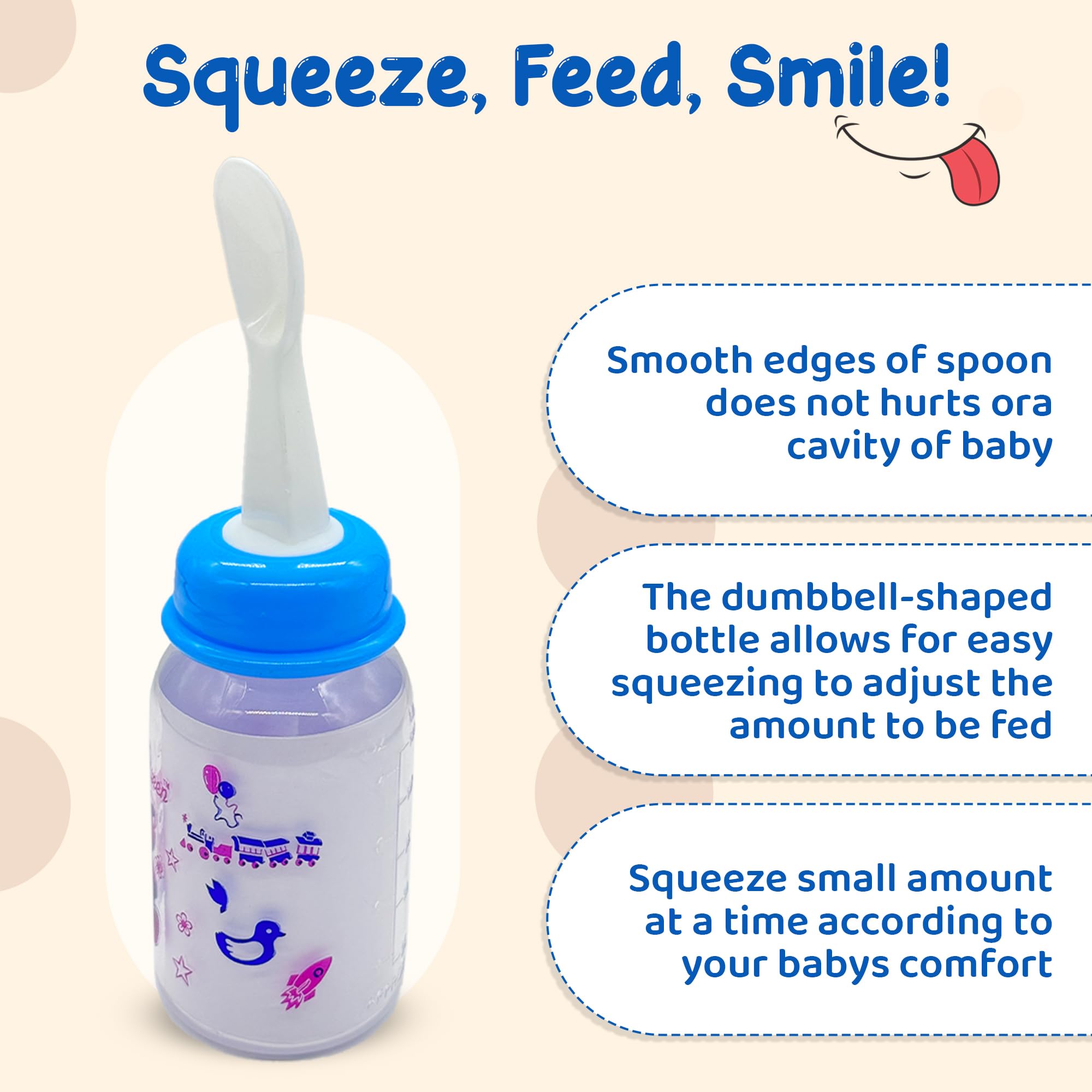 VIRTI MINI ME Baby Feeding Bottle3-125 ml Capacity | Transparent with Cap | Leak Proof & Safe Closure 2