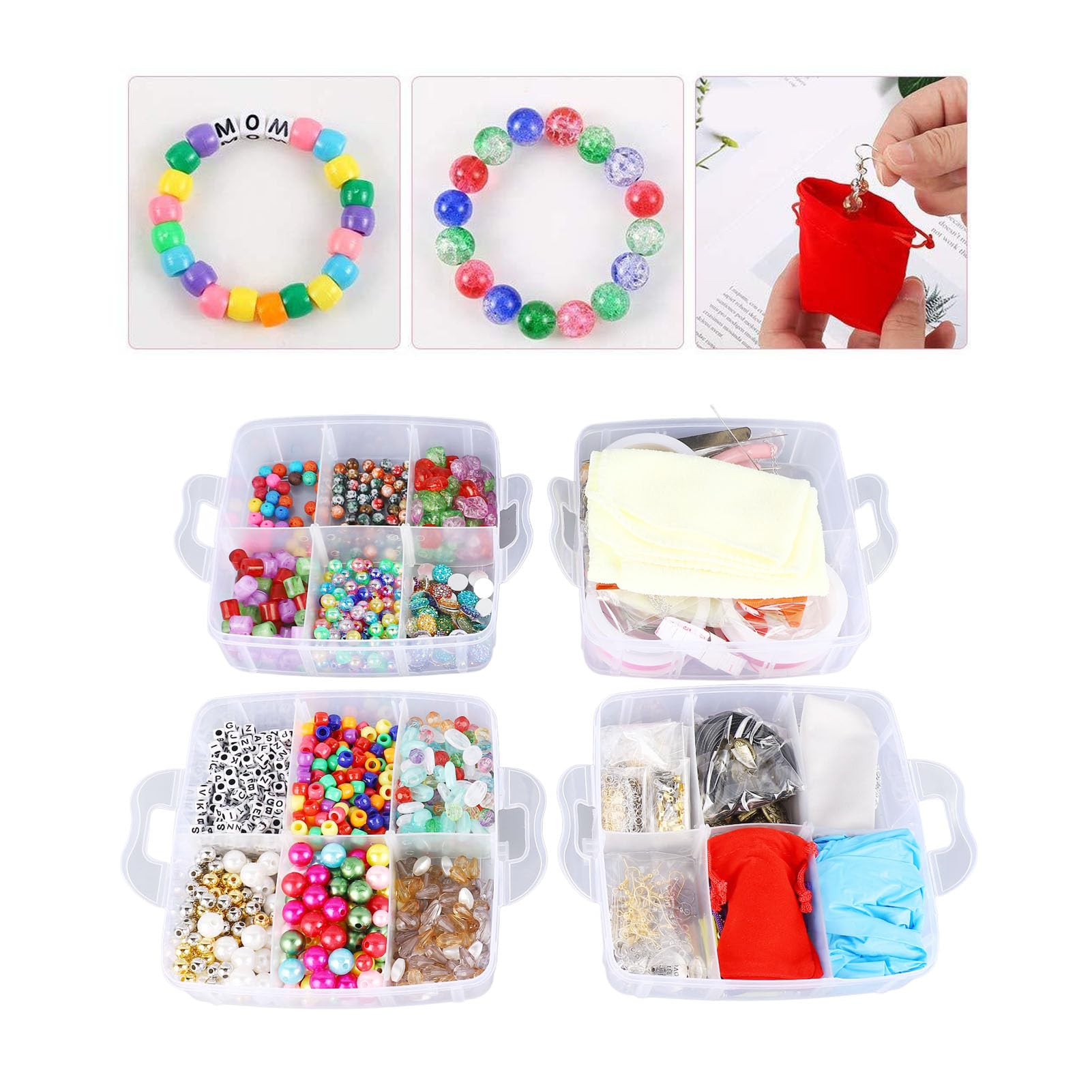 Vomeko Kit para hacer pulseras con cuentas, cuentas coloridas del A rco iris, kit para hacer pulseras con cuentas acrílicas, con herramientas para hacer joyas para pulseras