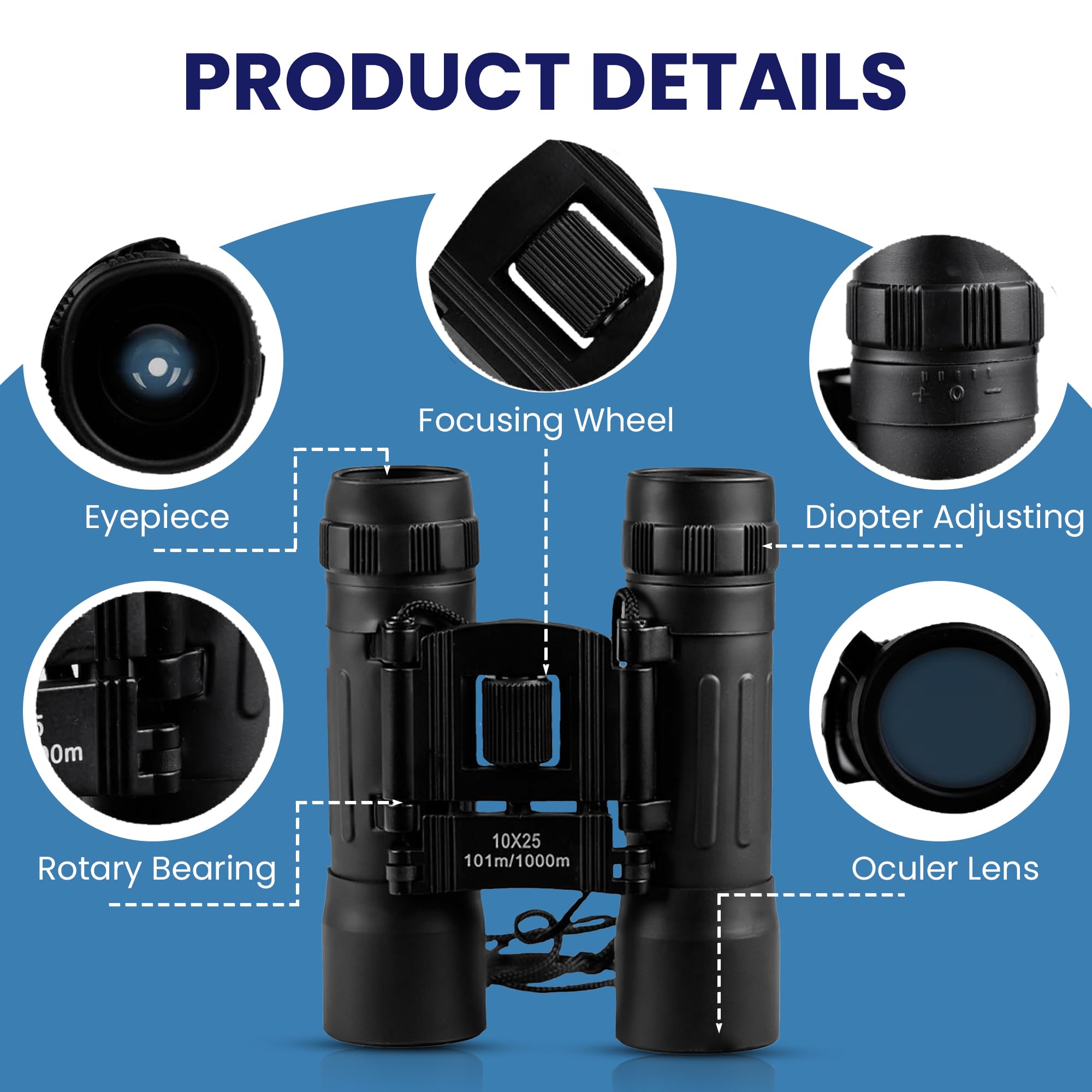TrekTonic - Binoculares compactos de alta potencia de 10 x 25 para adultos y niños, portátiles con correa para el cuello, observación de aves, actividades al aire libre 3