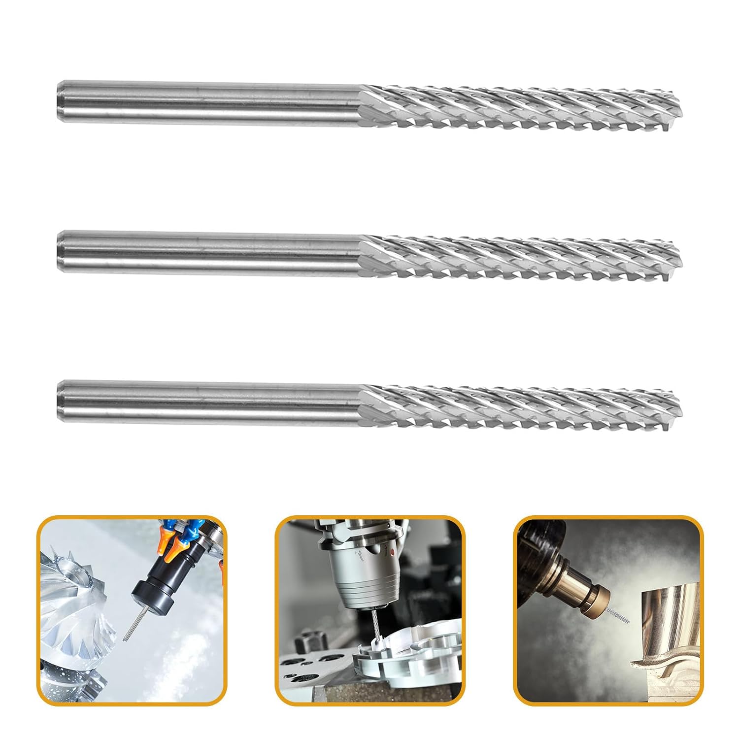 3pcs Carbide End Mill Bits for Metal and Woodworking Precision