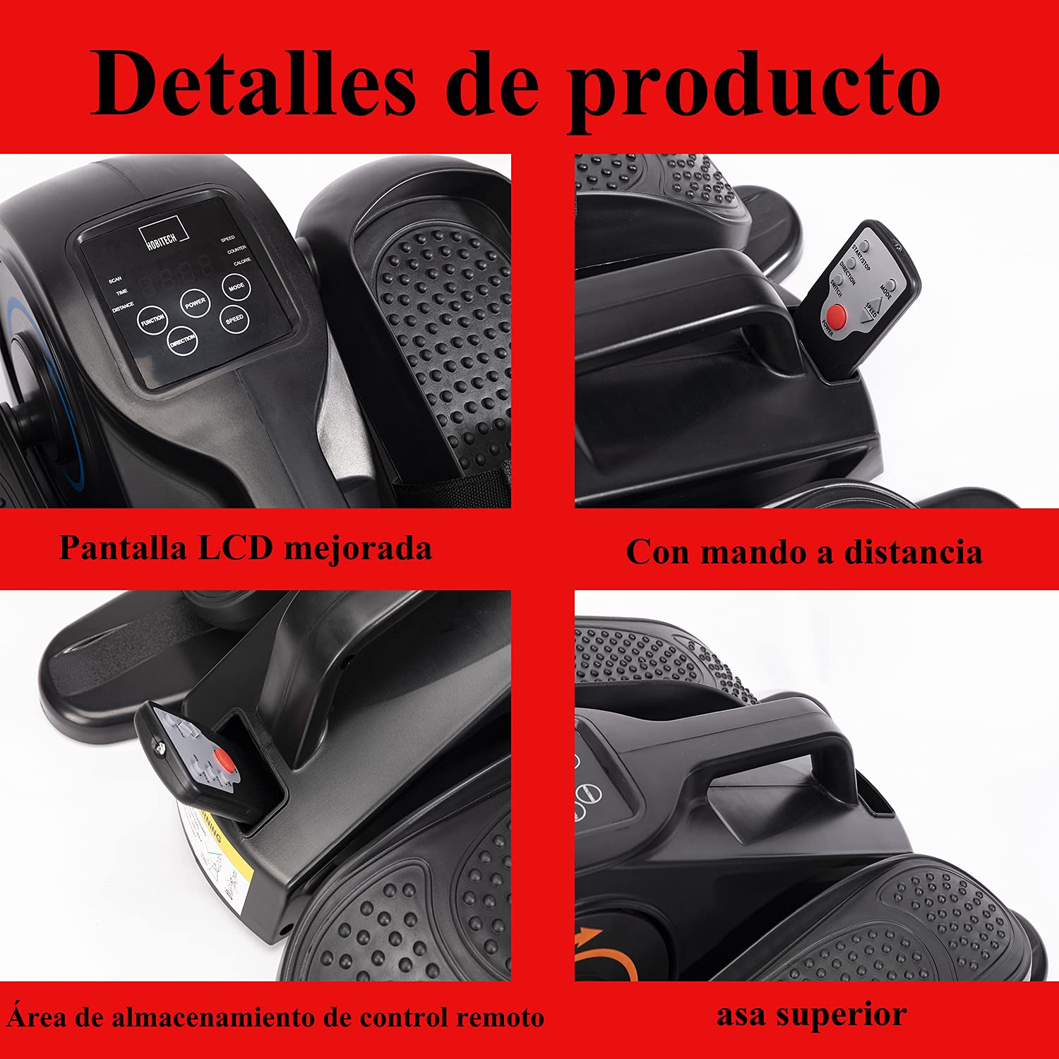 Pedalier eléctrico, Mini Elíptica, pedaleador elíptico portátil, Pantalla Led, Mando a Distancia para Realizar Gimnasia pasiva o Activa