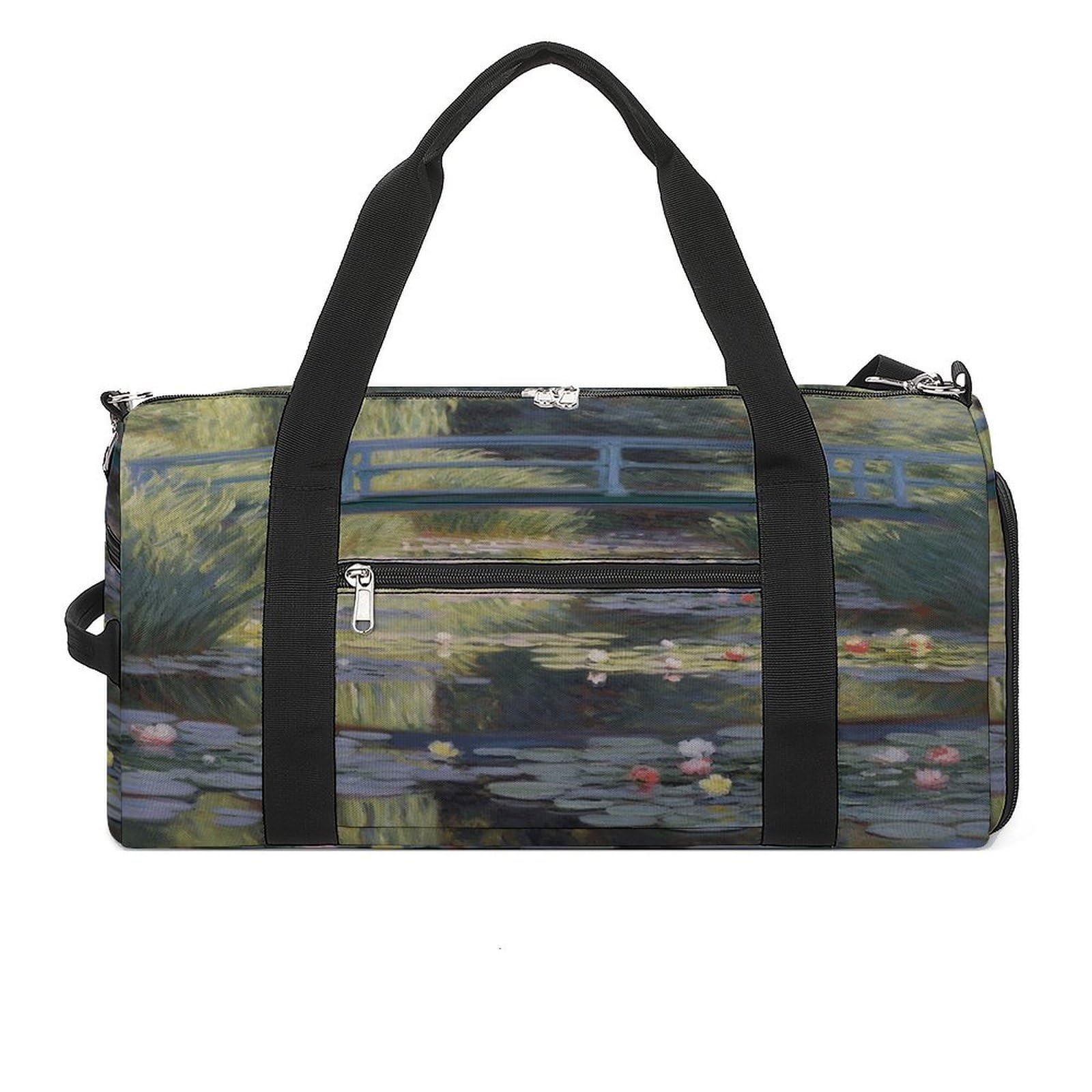 Turnbeutel für Damen und Herren, Wasserlilien-Teich-Druck, wiederverwendbar, Turnbeutel mit Schuhfach, Stil, Einheitsgröße, modern, Stil:, Einheitsgröße, Modern