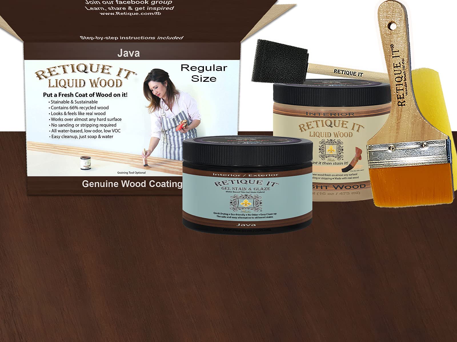 Water-Based Gel Stains by Retique It (Contemporary Wood, Java)