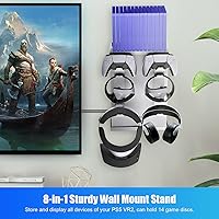 Vista 7 de Jhua PSVR2 PS5 Wall Mount Stand Kit Metal Wall Shelf for Playstation 5 Console, 8-in-1 PS5 VR2 Wall Bracket with Controller Holder, Headset