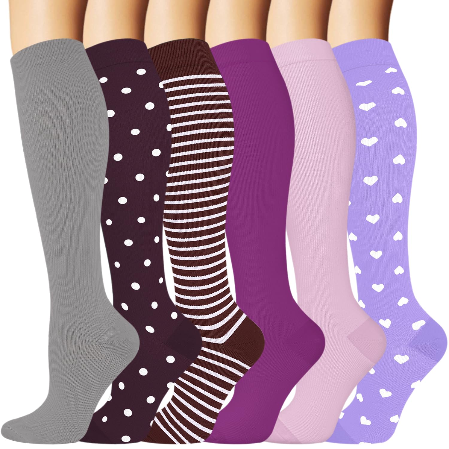 Iseasoo6 Pairs Compression Socks for Women & Men Circulation,Best Support for Athletic,Running,Nursing,Travel