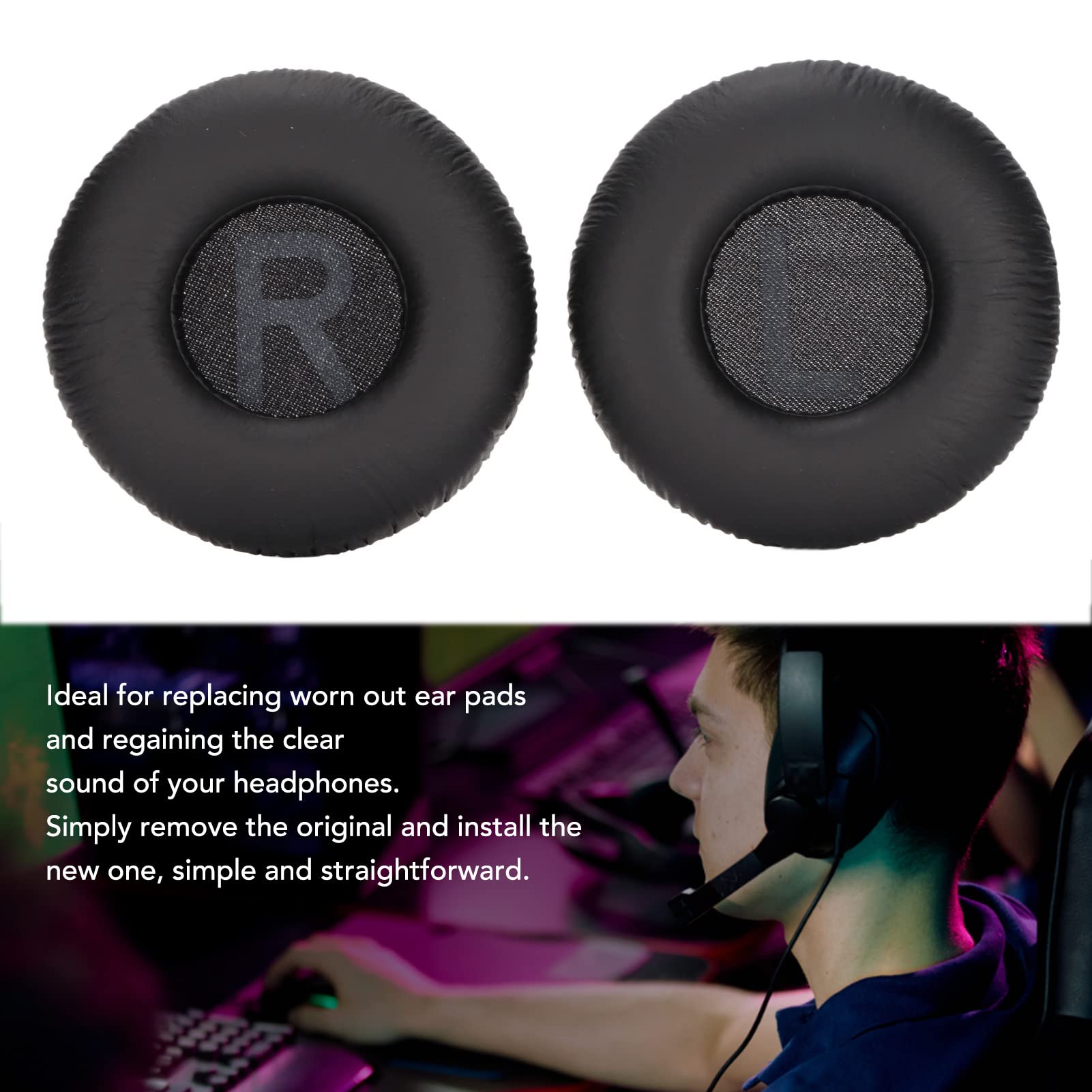 Headphones Replacement Ear Pads,for Tune600 BTNC T500BT T450 T450BT JR300BT Headphones,Ear Pads with Soft Protein Leather,Earpads Cushions Replacement(Black)