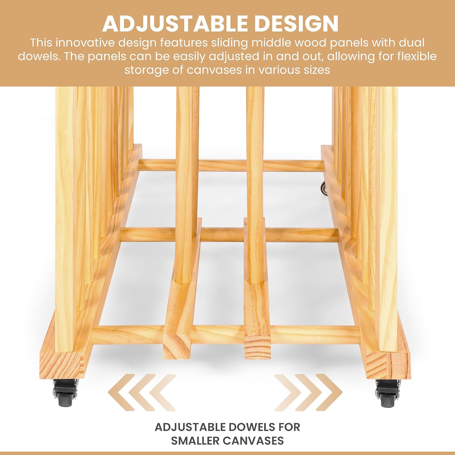 Art Storage Rack and Art Rack for Studio Storage Organizer for Canvases – Paint Drying Rack with Adjustable Panels, Handles & Caster Wheels for Artwork - Canvas Boards - Frames & Prints