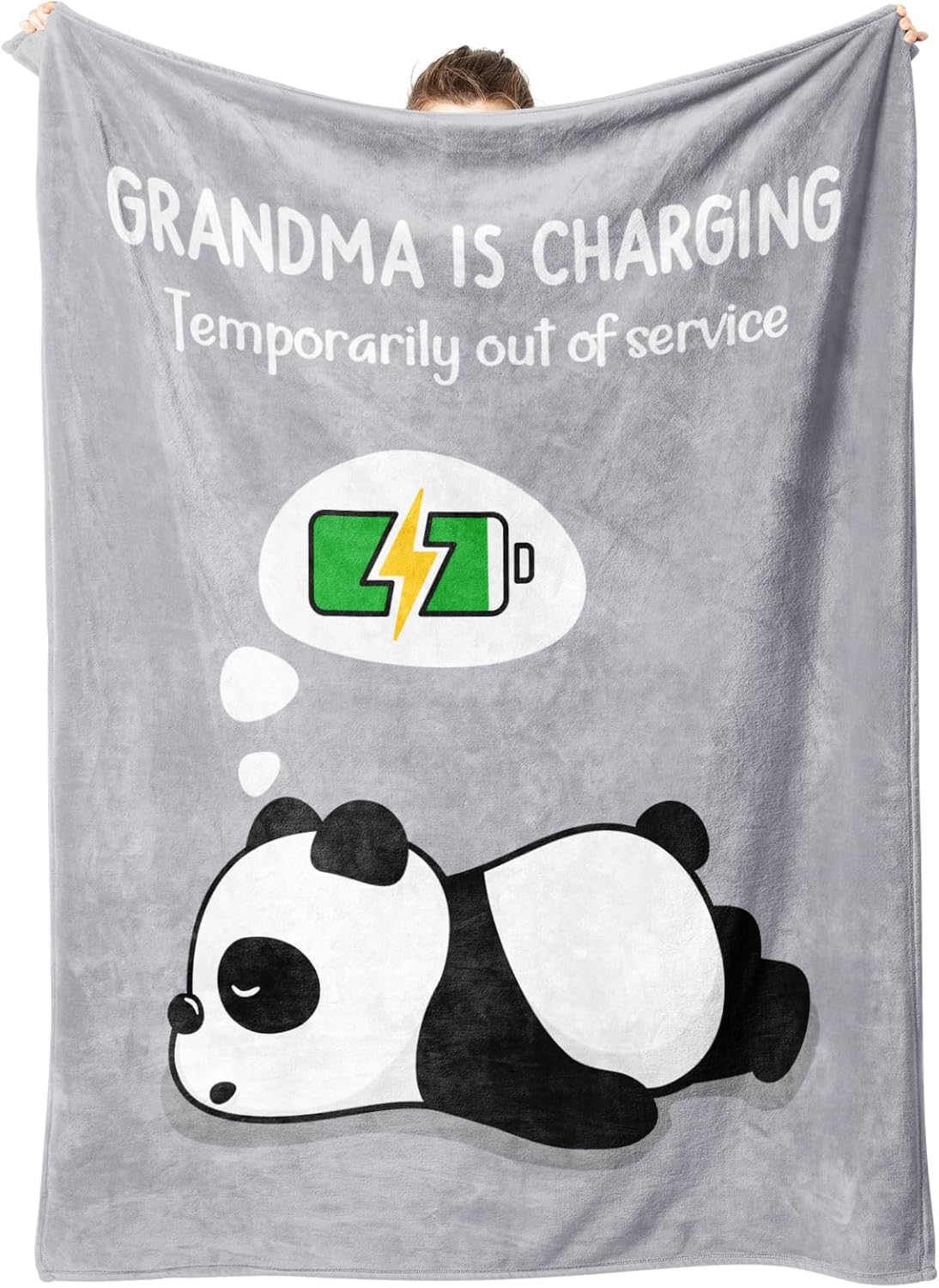 Craftique Birthday Gifts for Grandma- Soft Grandma is Charging Blanket- Funny Grandmas Gifts, Practical Blanket Throw for Napping Travel, 60”×50”