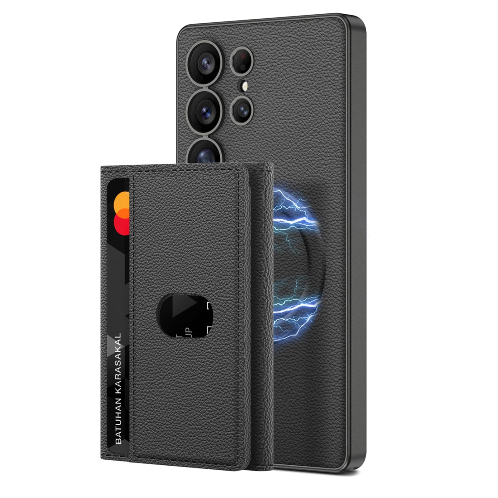 Ultra cienkie etui do Samsung Galaxy S25 Ultra/S25 Plus/S25, oddzielne przegródki na karty, magnetyczne etui na telefon z przyssawką, odpinana skórzana osłona, czarne, S25 Plus