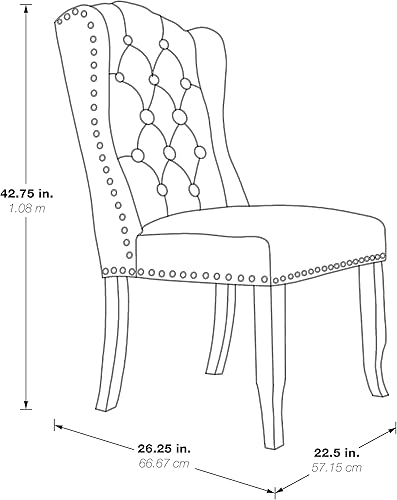 Miniatura 3 de OSP Home Furnishings Jessica - Silla de comedor tapizada con botones y patas de madera, tela de lino
