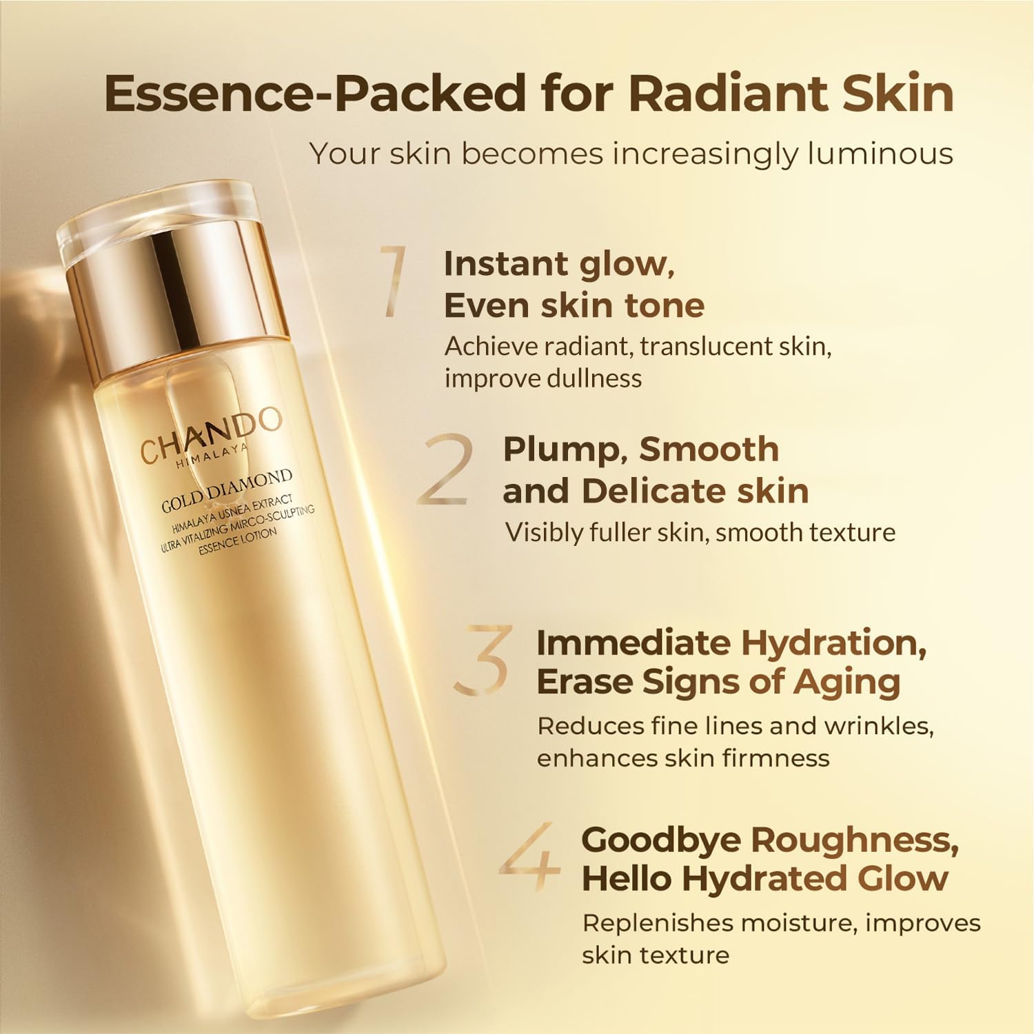 Gold Diamond Peptide-Enriched Toner(200ml/6.76oz) - Ultra Vitalizing, Micro-Sculpting, Refreshing, Hydrating, Repairing Moisturizing Toner with Tri-peptide, Hyaluronic Acid - Image 2